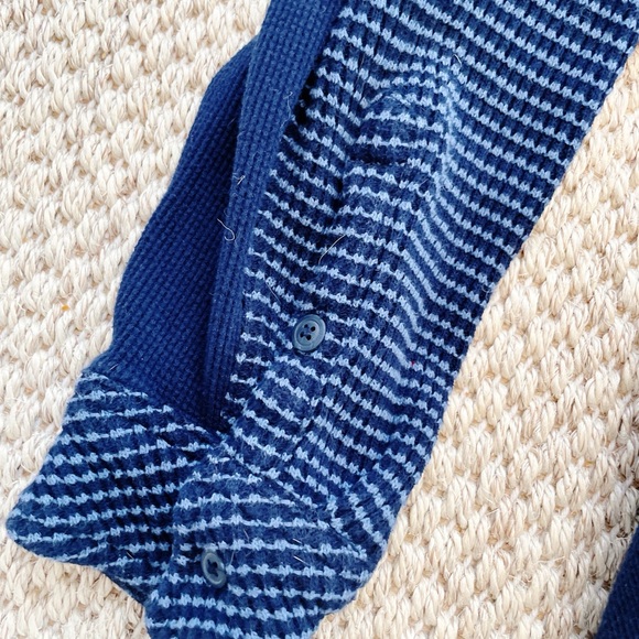 Aerie Womens LumberJane Waffle Shirt M Blue Navy Knit Thick Button-up Oversized - Picture 5 of 6